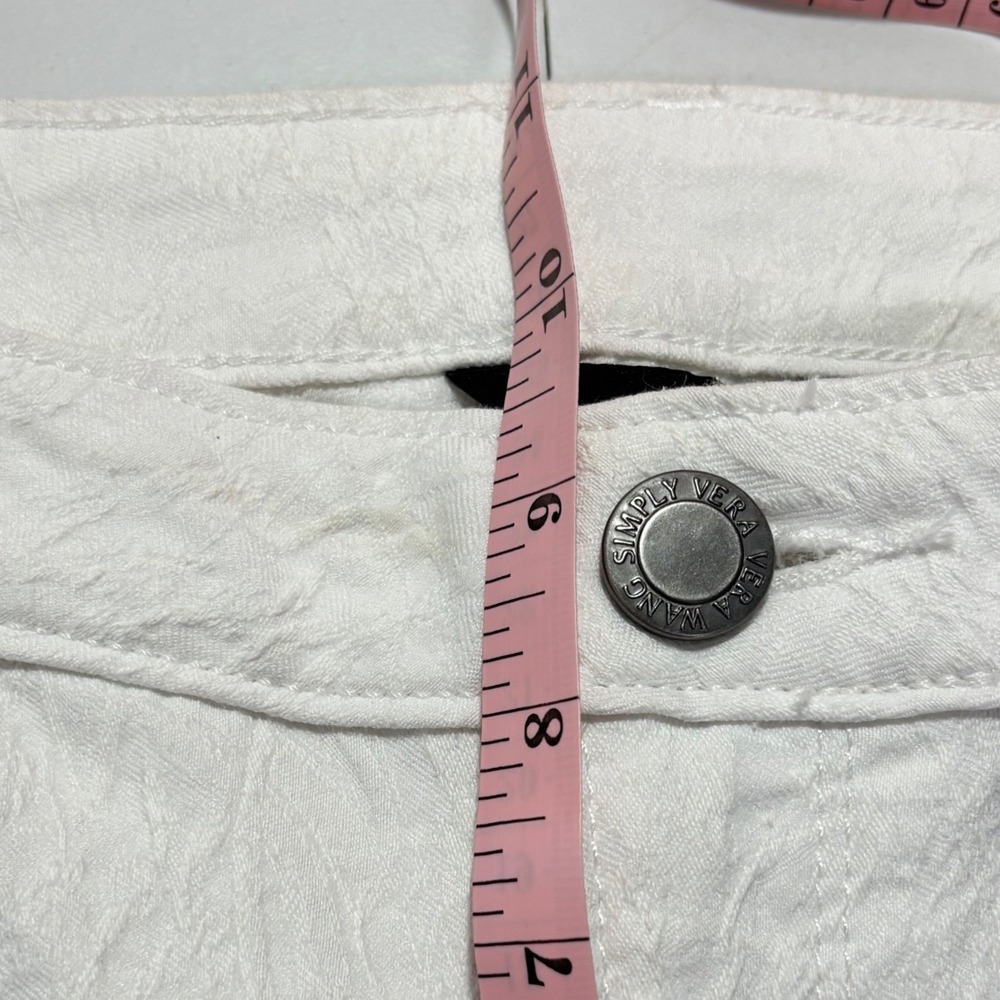 Simply Vera Vera Wang Denim Pants Women 10 White Textured Crinkle Slim Leg - Picture 4 of 7